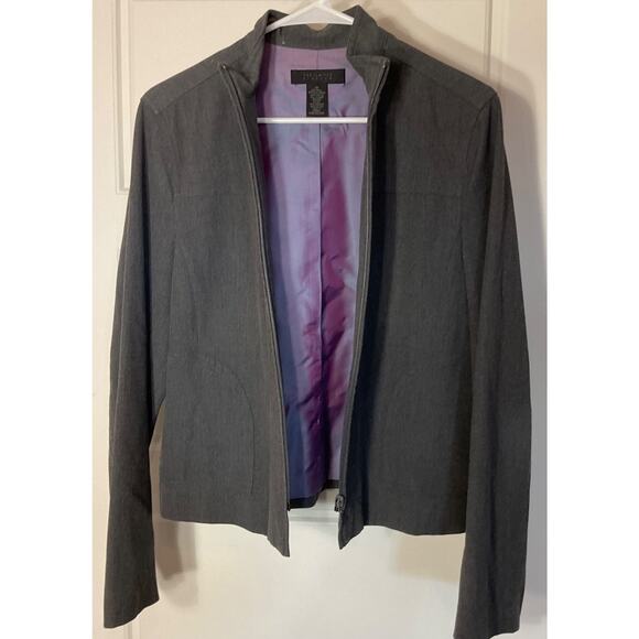 The Limited Stretch Gray Full Zipper Long Sleeve Lined Jacket with Pockets M - Picture 4 of 7